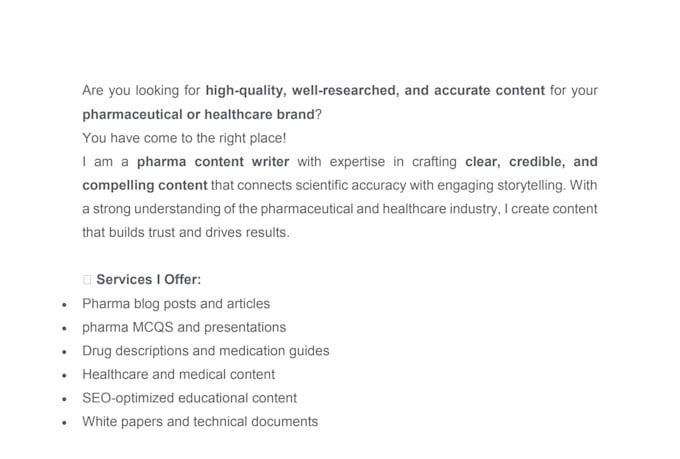 provide well researched and compelling pharma  content